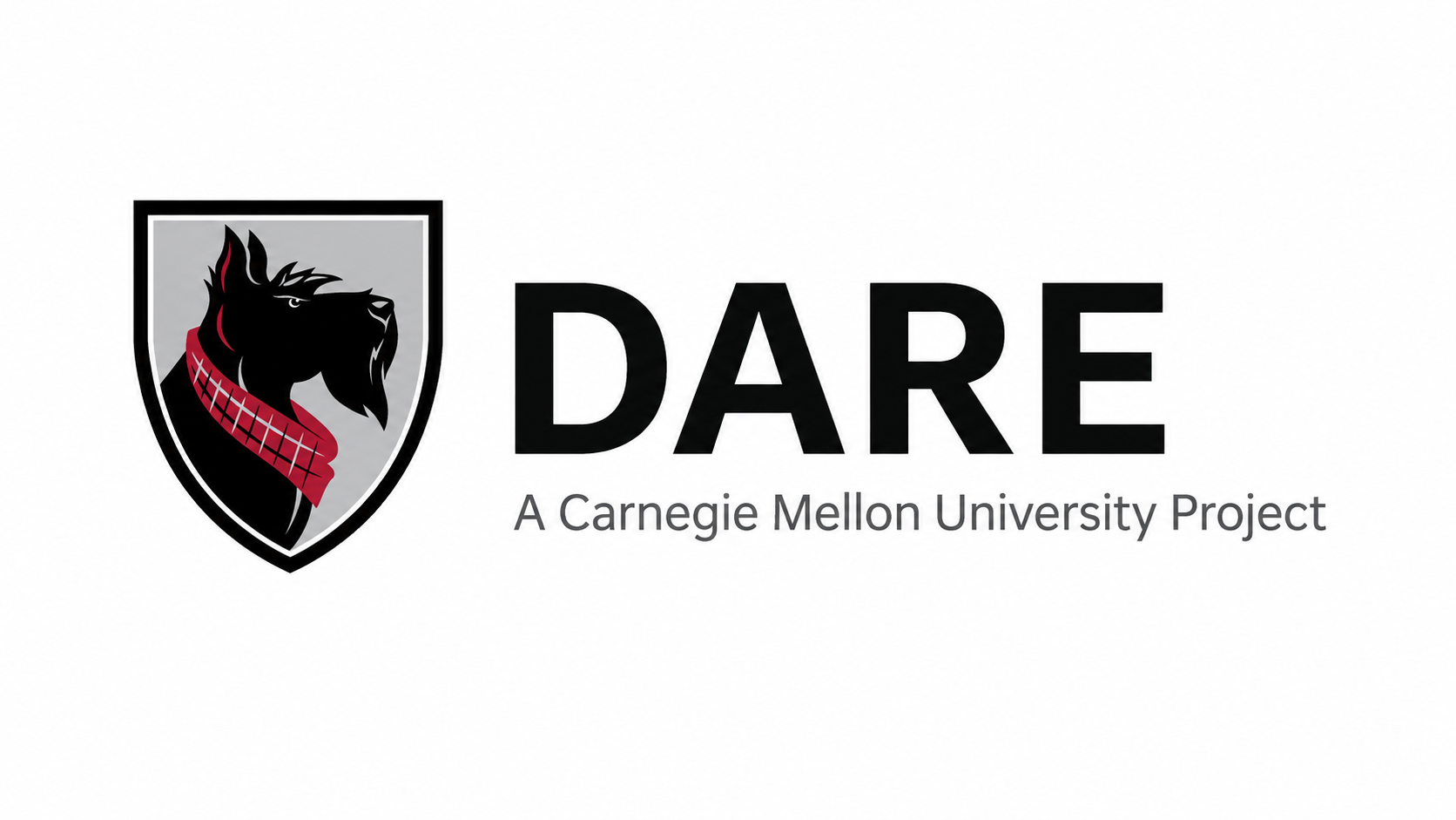 The Scotty dog mark to the left of the DARE wordmark, with “A Carnegie Mellon University Project” beneath it