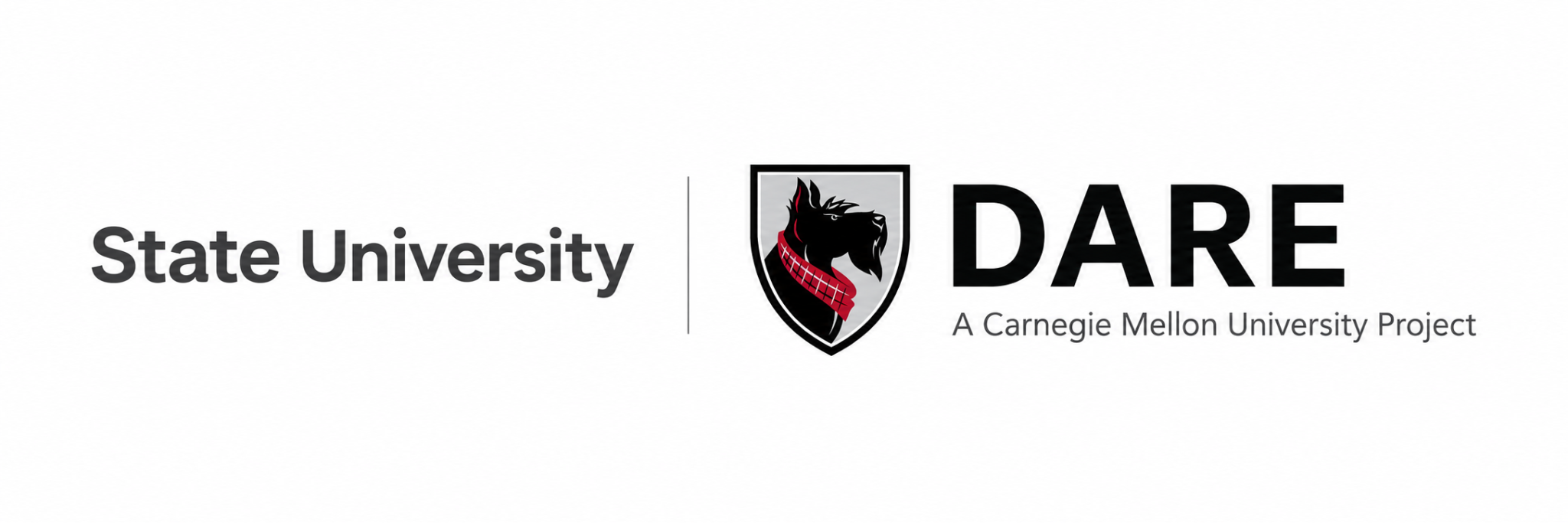Example partner lockup with “State University” beside the canonical DARE header lockup